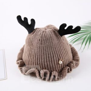 Falbala Cute Domed Knitted Brimless Deer-ear Winter Baby Hat