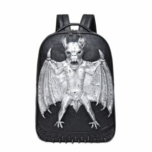 3D Bat Rivet Painted Backpack Waterproof PU Leather Handbag For Men&Women