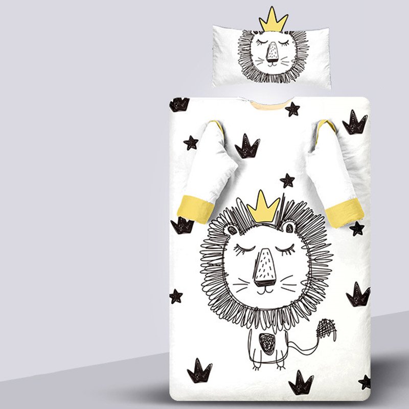 Cute Dinosaur And Lion Pattern Anti-Kicking Green Baby Sleeping Bag Cotton Material - Image 6