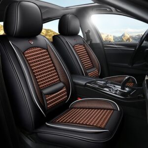 Leather and Fabric Car Seat Covers for Most Sedan SUV Truck Fit Breathable and Durable