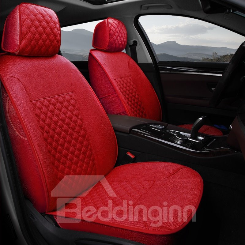 Casual Series Pure Color Soft And Comfy Diamond Grids Custom Fit Car Seat Covers - Image 6