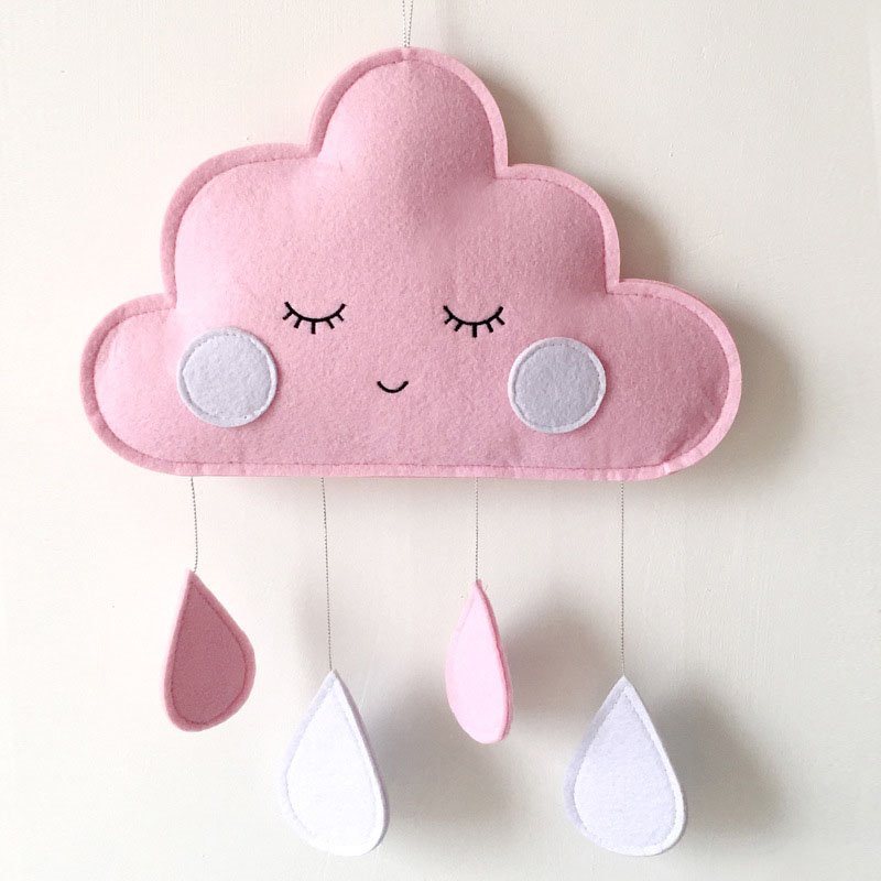 Raindrop Pendant Nordic Wind Felt Cloud Raindrop Pendant Children's Room Tent Decoration Photography Prop Wall Hanging Gray Pink Green - Image 3