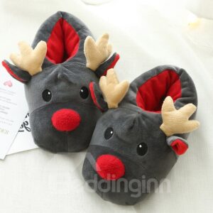 Super Soft Arctic Velvet Christmas Reindeer Slippers