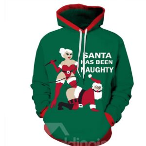 Naught Santa Christmas Long Sleeve 3D Pattern Hoodie