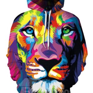 Long Sleeve Colorful Tiger Face Pattern 3D Painted Hoodie