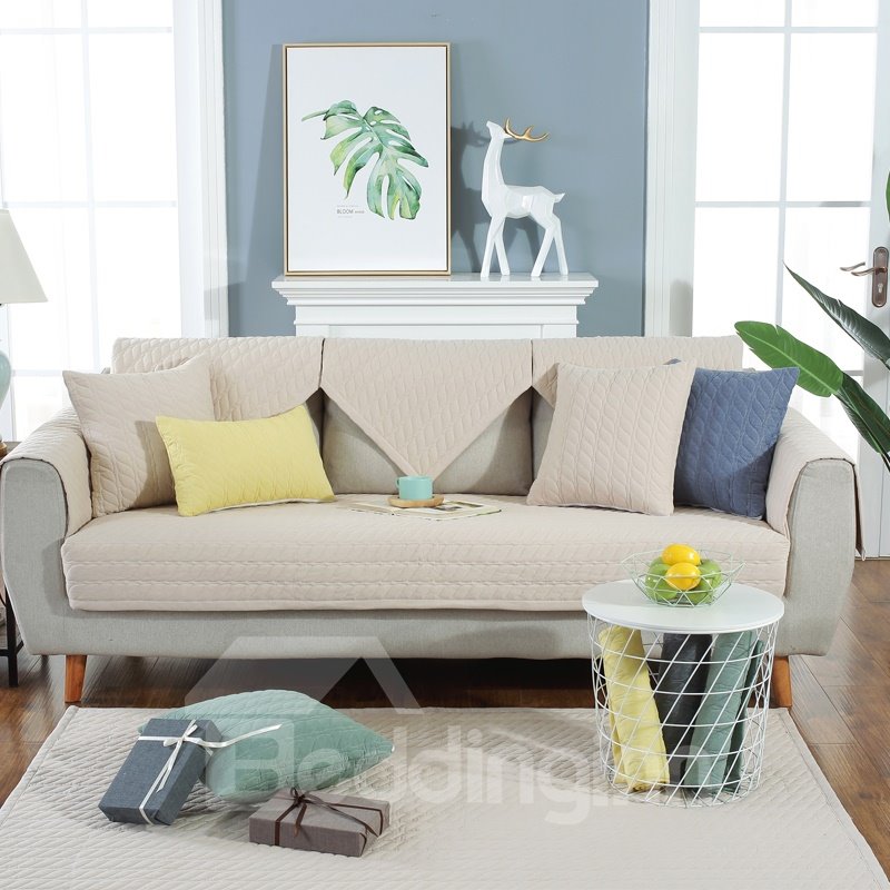Modern Style Anti-Slip Cotton Pure Color Water Resistant Sofa Covers - Image 4
