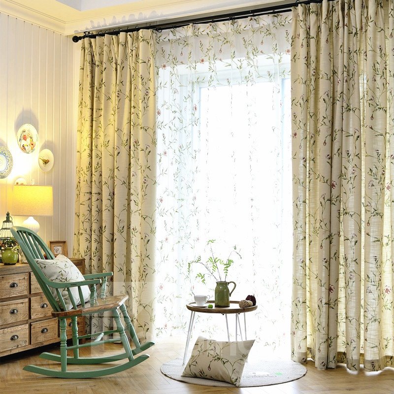 Plant Pattern Polyester Material Jacquard Technics Blackout Feature Curtain Sets - Image 6