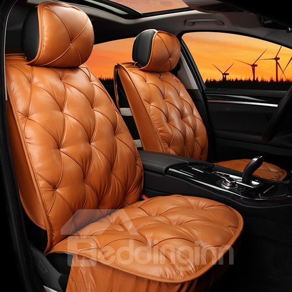 Luxury Car Protectors Faux Leatherette Automotive Vehicle Cushion Cover for Cars SUV Pick-up Truck Universal Fit Set Auto Interior Accessories
