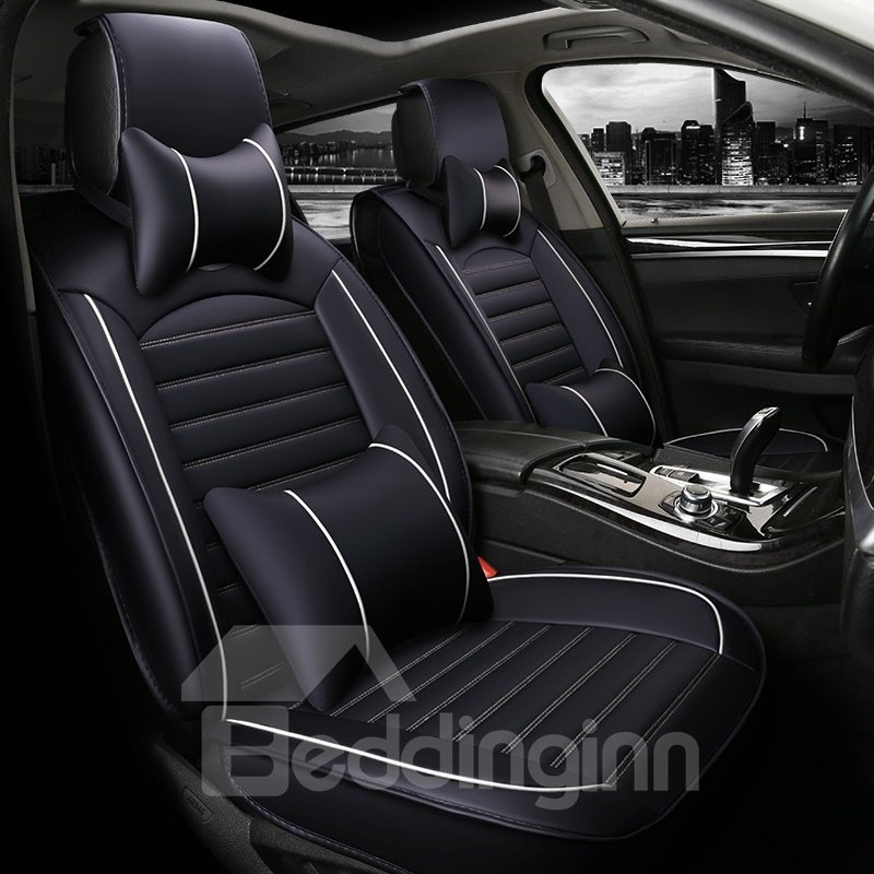 Car Seat Cover Cushions Waterproof Durable PU Leather Front Rear Full Set Car Seat Covers for 5 Seats Vehicle Suitable for Year Round Use - Image 2