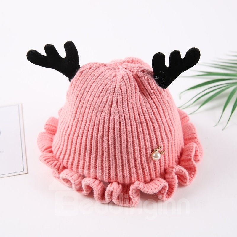 Falbala Cute Domed Knitted Brimless Deer-ear Winter Baby Hat - Image 2