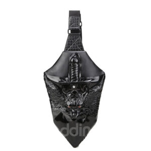 3D Dragon Sword Backpack PU Leather Rucksack Shoulder Bag