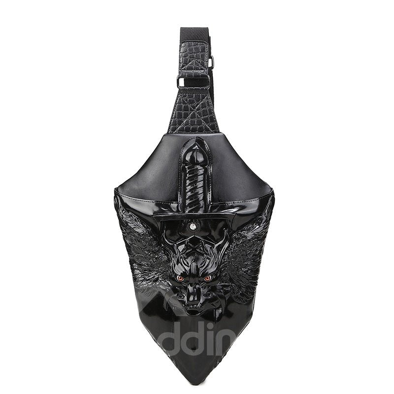 3D Dragon Sword Backpack PU Leather Rucksack Shoulder Bag