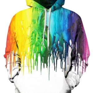 Multicolor Like Water Falling Long Sleeve Abtract Pattern Pocket 3D Painted Hoodie