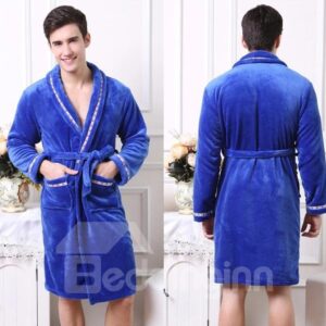High Quality Cozy Elegant Concise Male Bathrobe