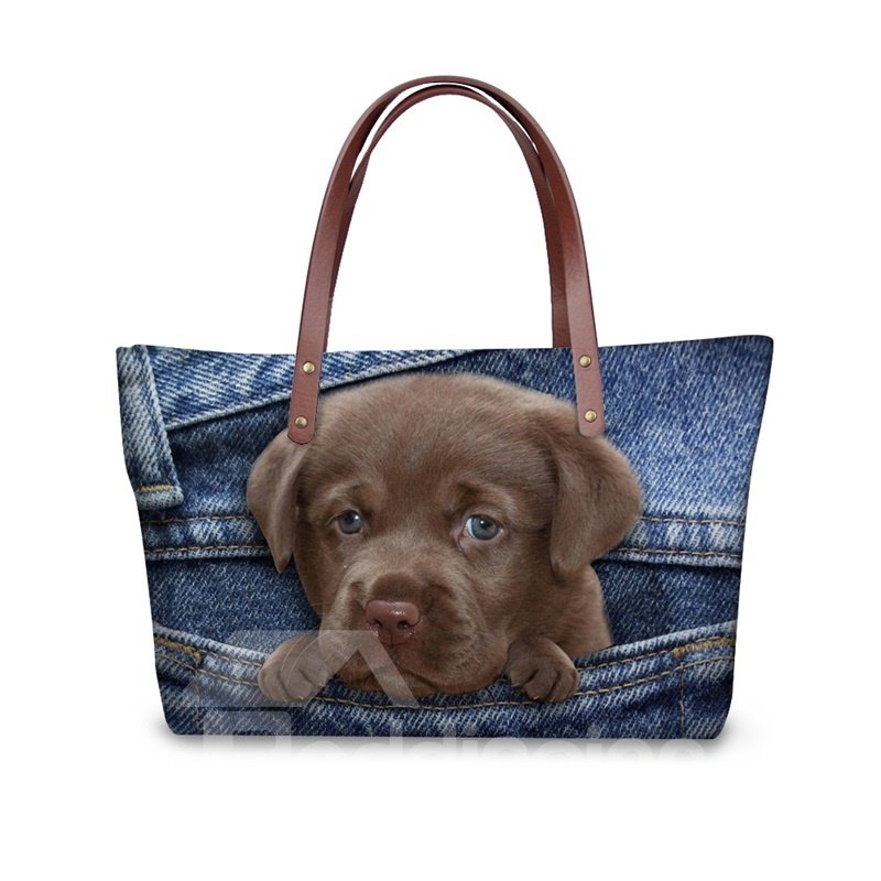 Waterproof Black Dog Animals 3D Printed Shoulder HandBags