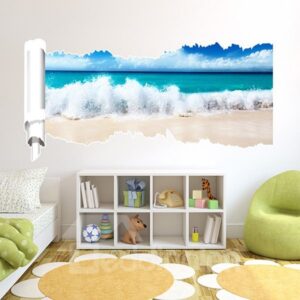 Leisurely Fresh Blue Sky and Sea Wave Pattern 3D Wall Stickers