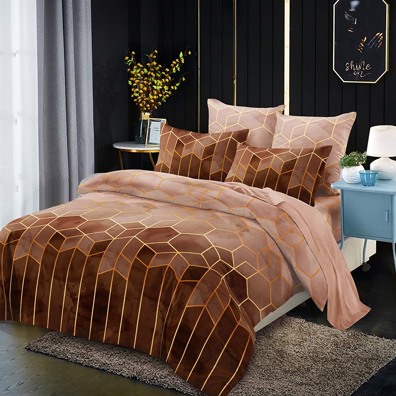 Simple Diamond Geometric Three-Piece Set Reactive Printing Duvet Cover Set Endurable Skin-friendly All-Season - Image 7