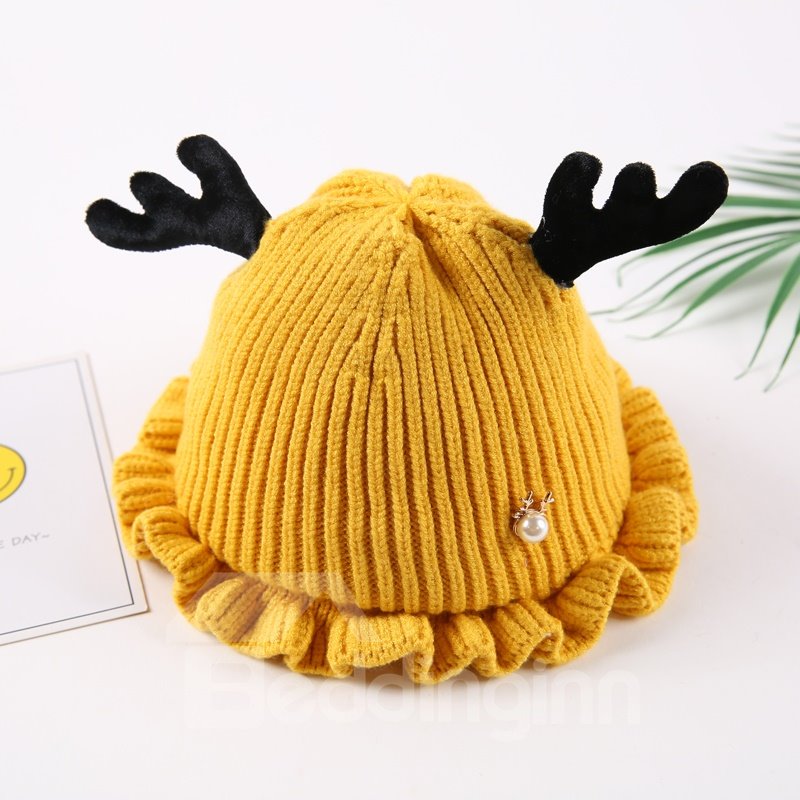 Falbala Cute Domed Knitted Brimless Deer-ear Winter Baby Hat - Image 5