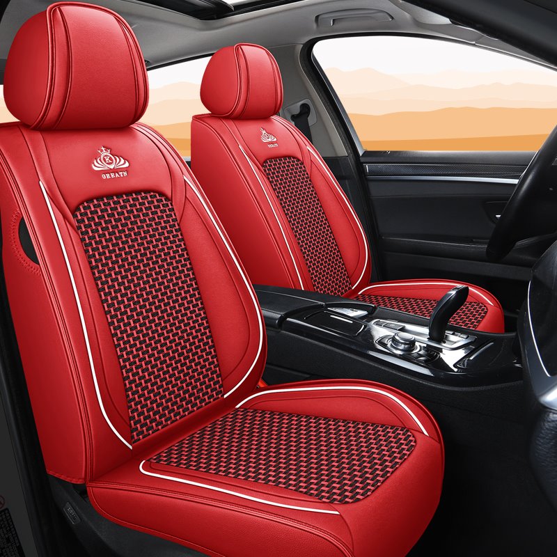 Breathable and Cool Ice Silk and Wear-resistant Leather Material Suitable for Most Cars or Pickup Trucks 5 Seats Universal Fit Seat Covers - Image 4