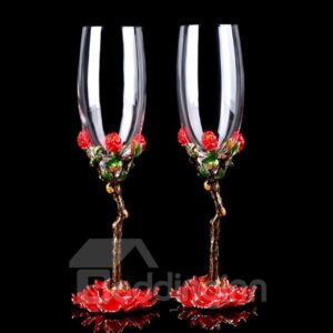 Unqie Enamel Champagne Wine Glasses 1-Pair Wedding Gift