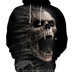 Halloween Skull Cool Design Loose Model Pullover 3D Painted Hoodie