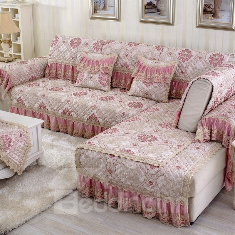 Flower Print Cushion Slip Resistant Washable Sofa Cover Home Furniture Protector - Image 35