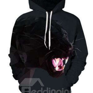 Long Sleeve Fierce Leopard Pattern 3D Painted Hoodie