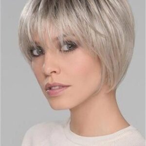 Synthetic Hair Capless Natural Straight Women 12 Inches 120% Wigs Heat Resistant Natural Looking Daily Party Wigs Cosplay Wigs with Natural Bangs with Free Wig Cap