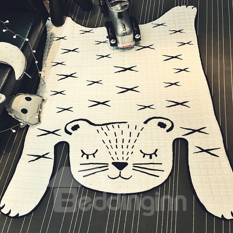 Tiger Shape Polyester White Baby Play Floor Mat/Crawling Pad