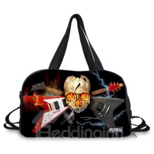Cool Skull with Guitar Pattern 3D Painted Travel Bag