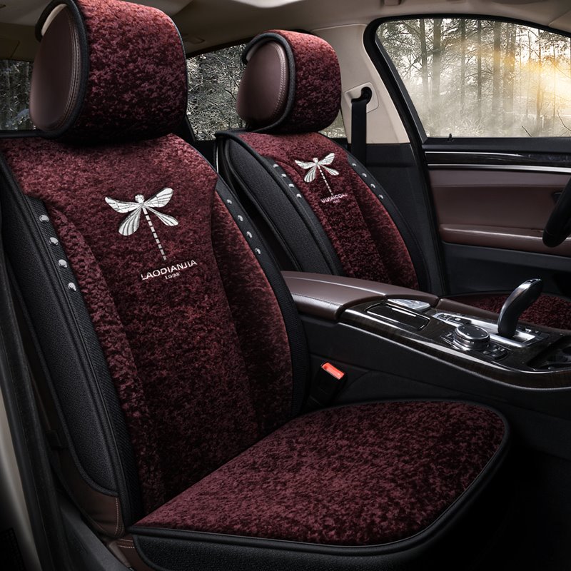 Color Block Plush Modern Cotton Seat Cover Comfortable Soft Universal Fit Seat Covers Car Accessories Suitable for Most Cars - Image 5