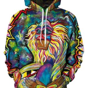 Long Sleeve Animals Apes Special Pattern Pocket 3D Painted Hoodie