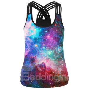 3D Print Skull Floral Cat Round Neck Sleeveless Vest Tank Top