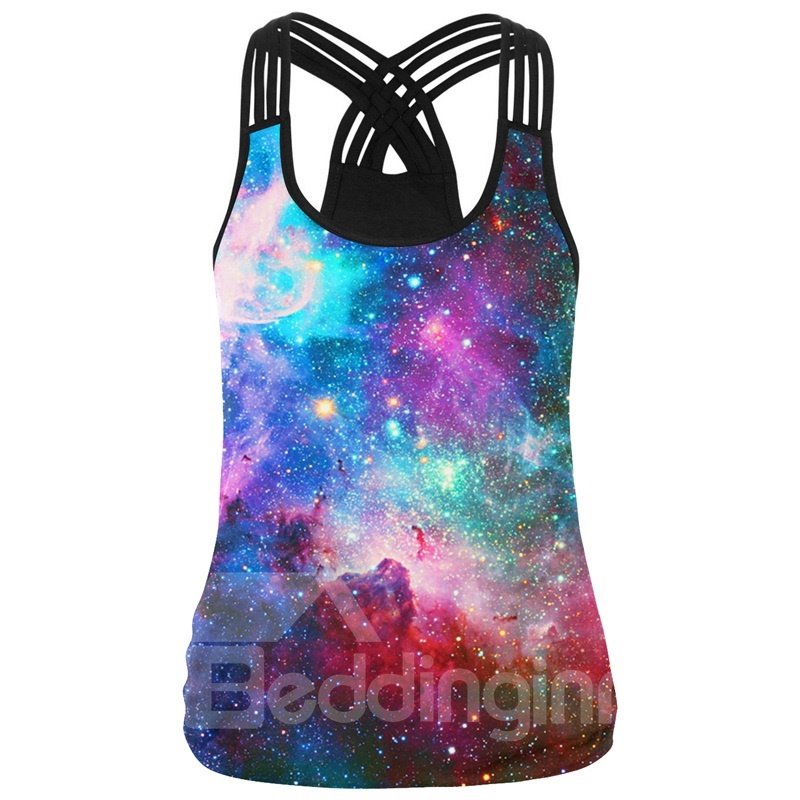 3D Print Skull Floral Cat Round Neck Sleeveless Vest Tank Top