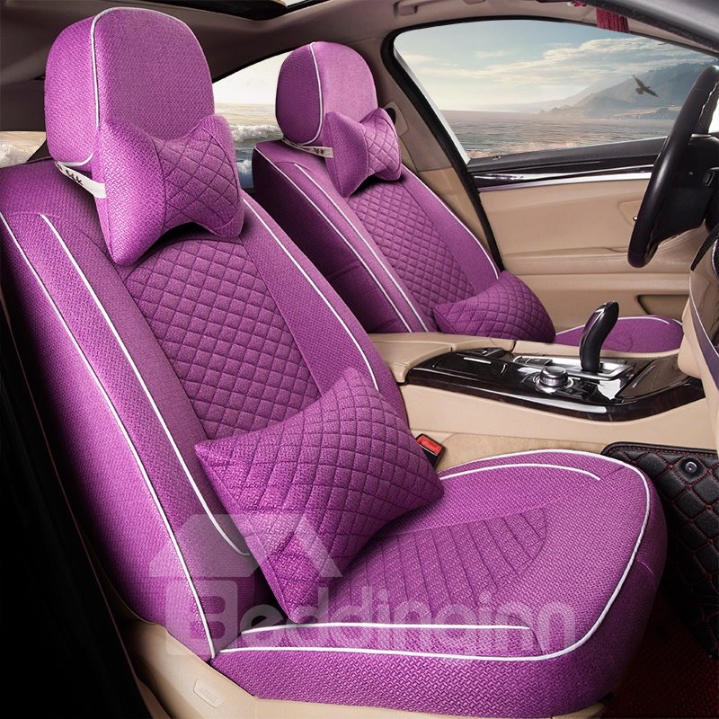Sports Style Plaid with Trims Design Custom Car Seat Cover - Image 3