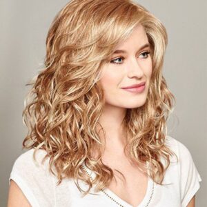 Sexy Women's Middle Length Loose Wave Human Hair Wigs Lace Front Wigs 20Inches
