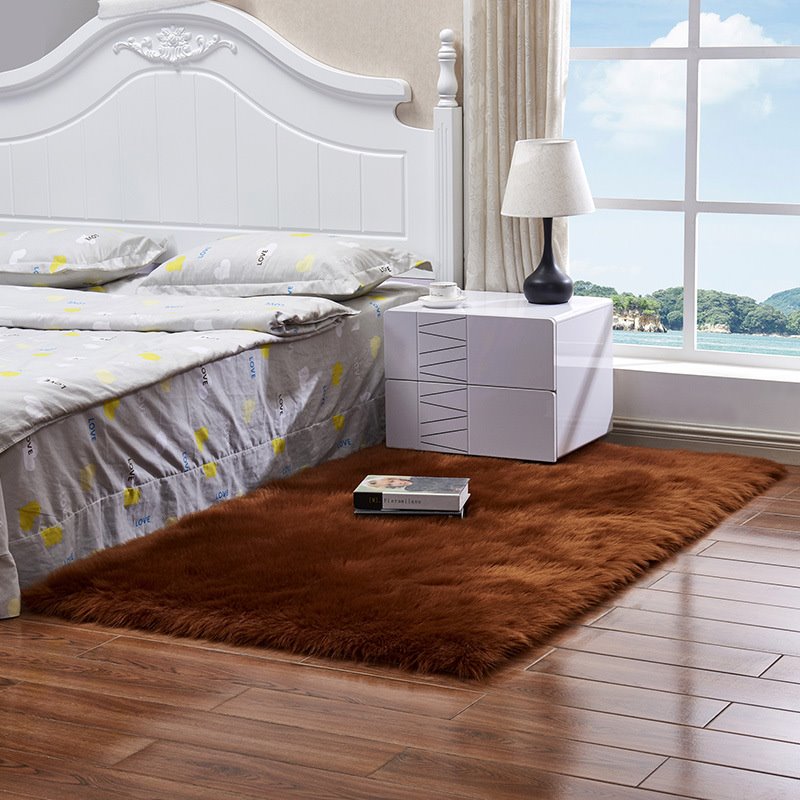 Soft Shaggy Faux Fur Sheepskin Rugs Non Slip Bedroom Mats Fluffy Soft Home Bedroom Rug - Image 69
