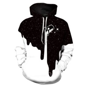 Unique Long Sleeve Pour the Milk Pattern Pocket 3D Painted Hoodie