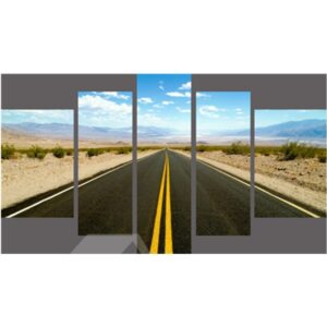 Straight Road in Blue Sky Hanging 5-Piece Canvas Eco-friendly and Waterproof Non-framed Prints