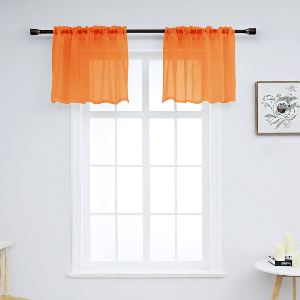 Modern Simple Solid Color Window Valance 1 Pc Sheer Voile Valance for Kitchens Bathrooms Basements & More - Image 21