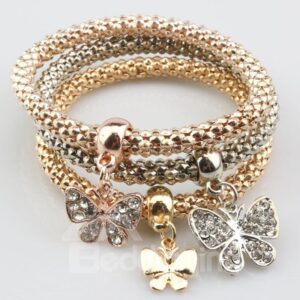 Modest Multi-Layers Shining Butterfly Design Wrap Bracelet
