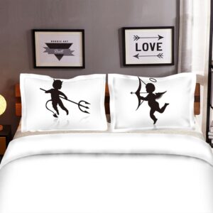 Cupid Romantic Pillowcases Microfiber Pillow Covers for Wedding Lovers Standard Set of 2 for Couples Anniversary Engagement Cute for Lovers