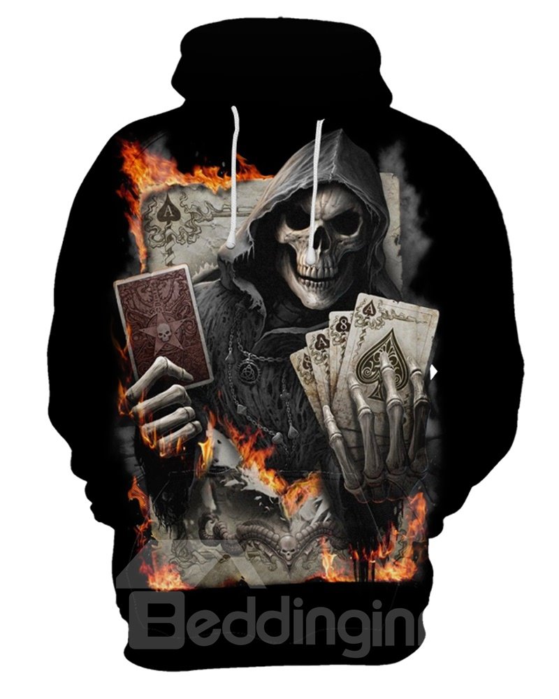 Skull Pullover Kangaroo Pocket Lightweight Cool Design 3D Painted Hoodie