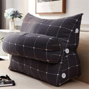 Adjustable Back Wedge Cushion Pillow with Pocket for Sofa Bed Office Endurable Skin-friendly Polyester All-Season Black Blue Gray Coffee