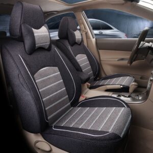 5 Seater Custom Fit Seat Covers High Quality Linen Material Breathable Environmentally Friendly and Durable with 2 Pillows