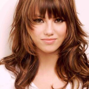 Wavy Women Capless Synthetic Hair 120% 20 Inches Wigs Heat Resistant Natural Looking Daily Party Wigs Cosplay Wigs with Natural Bangs with Free Wig Cap