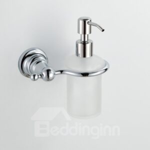 Classic Chrome Finish Contemporary Style Wall Mounted Brass Liquid Soap Dispenser Holder Rack