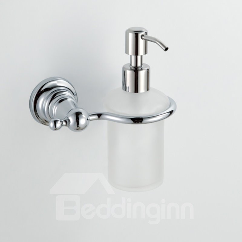 Classic Chrome Finish Contemporary Style Wall Mounted Brass Liquid Soap Dispenser Holder Rack