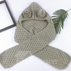 Bear-ear Domed Knitted Lace-Up Baby Hat