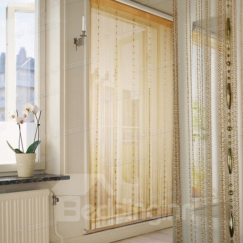 Champagne Tassel String Sheer Curtain Room Divider